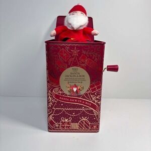 Santa Jack in a Box Musical Tin With Shortbread Cookie Stars 8.8oz
